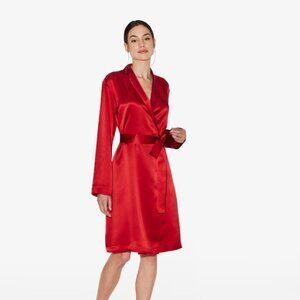La Perla Silk Robe Short in Garnet